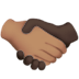 🫱🏽‍🫲🏿 handshake: medium skin tone, dark skin tone display on Apple